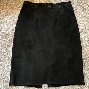 OUTERWEAR BY PHOENIX Genuine leather suede high waisted vintage pencil skirt